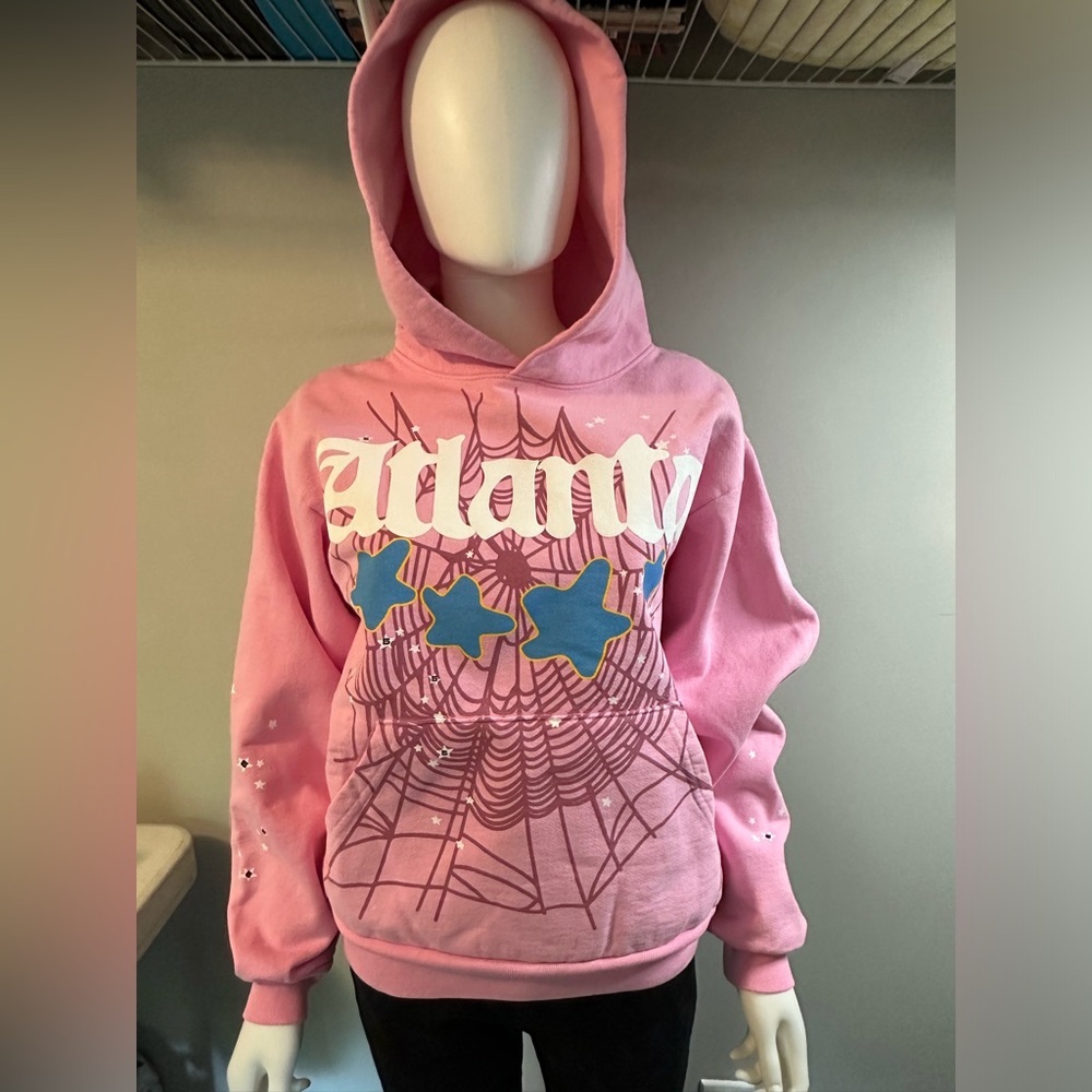 New Small Spyder Atlanta Graphic Pink Hoodie